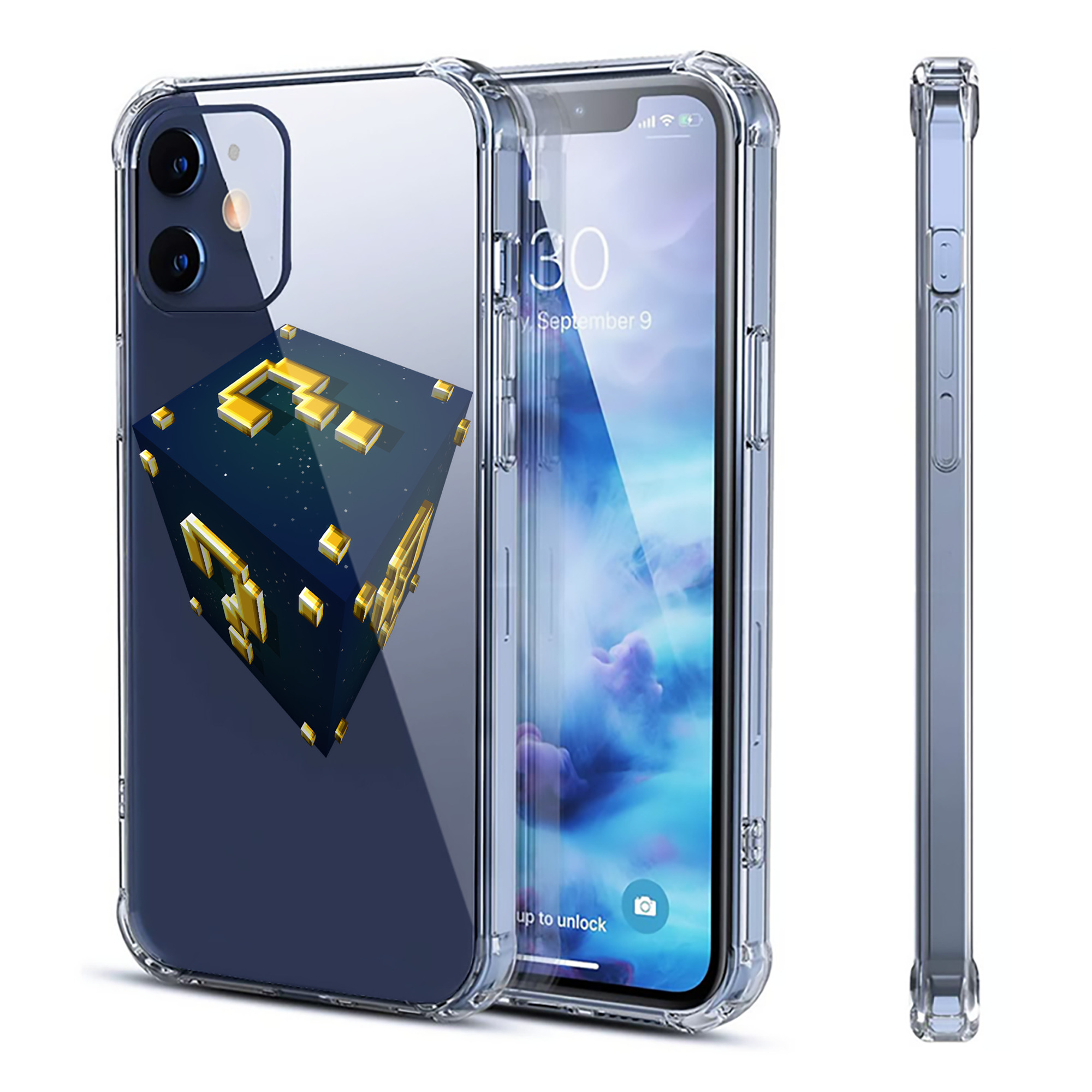 （画像用） マインクラフト ブロックの世界 Minecraft MC Block world 【iPhone 12シリーズ対応】透明スマホケース（クリアソフトケース）